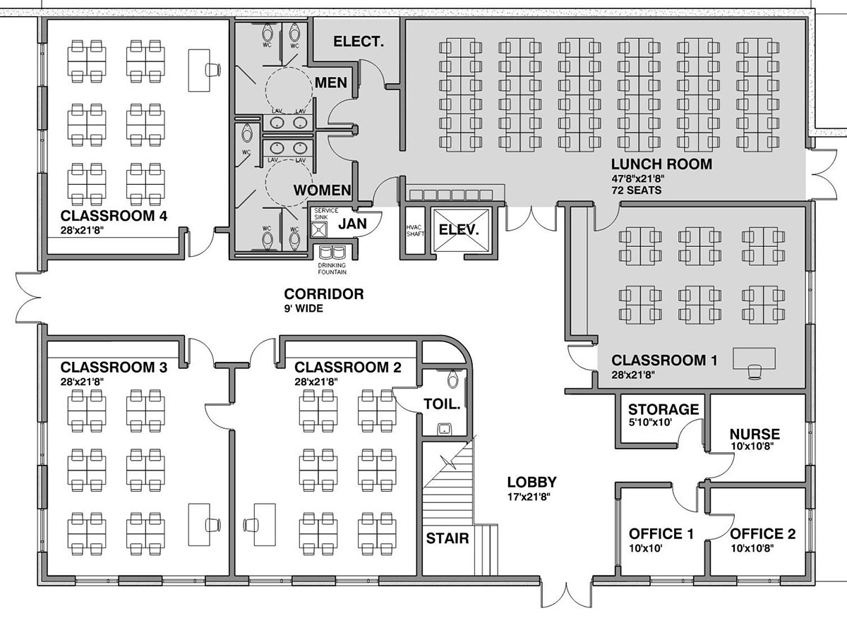 Floor Plan for the New School Building for the Islamic Academy of Alabama