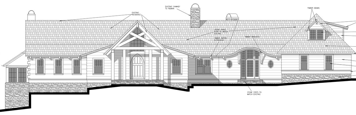 Front Elevation for Lake House Addition and Renovations
